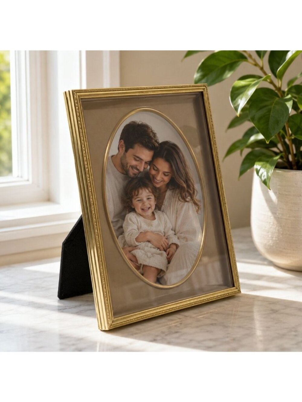 Vintage Gold-Tone Oval Photo‎ Frame With Easel & Wall Hook 8"x10" Display Design